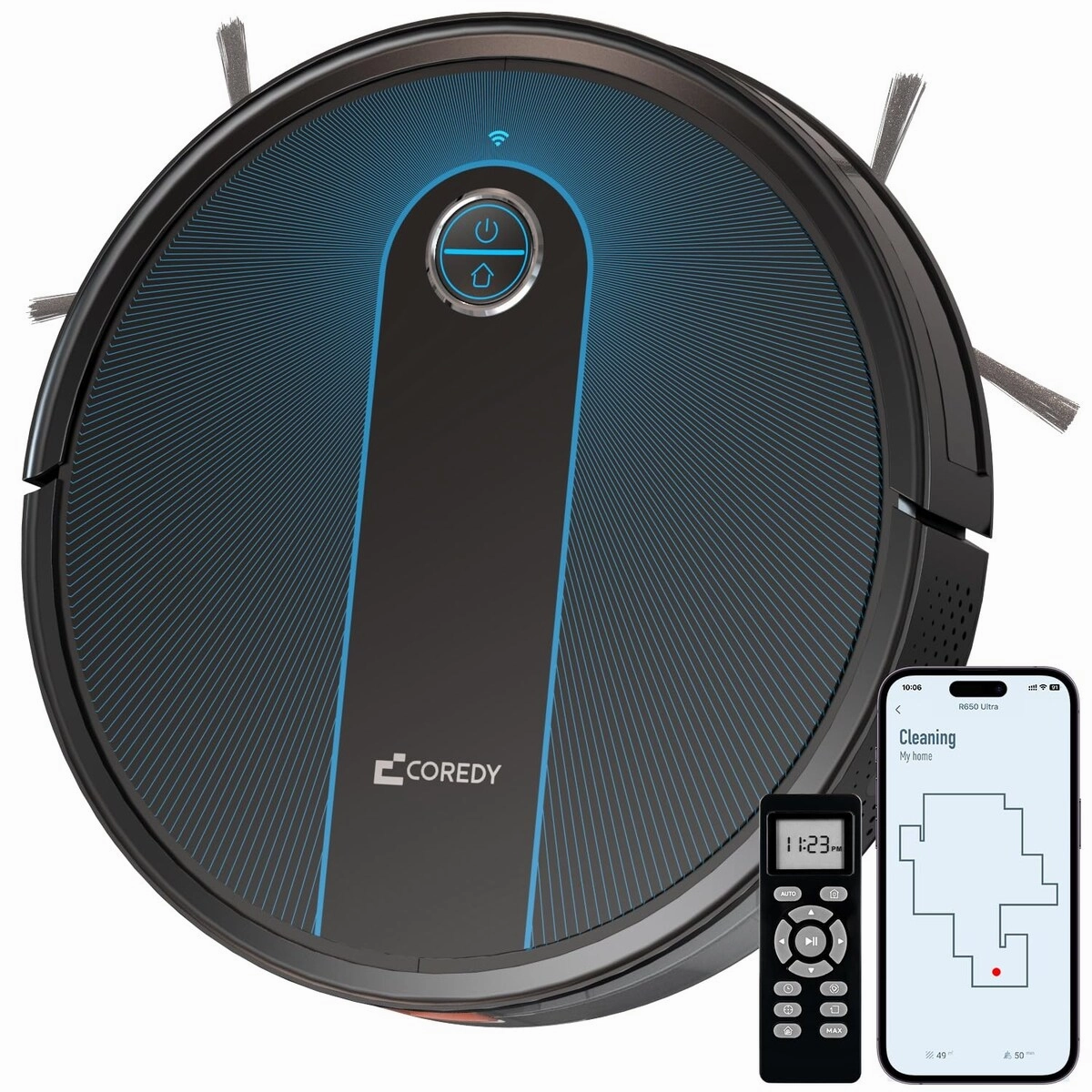 Robot Vacuum. R650 Ultra Robotic Vacuum with 2200 Pa Strong Suction. Gyro Dynamic Navigation. Z-zag Cleaning Path. App Control