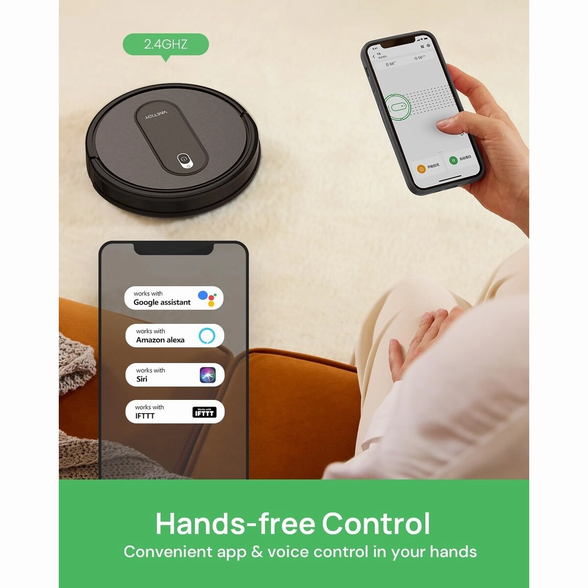 Robot Vacuum with 2000Pa Suction Power. 2.4GHz WiFi/App/Alexa/Siri Control. Self-Charging Robotic Vacuum Cleaner for Low Carpet
