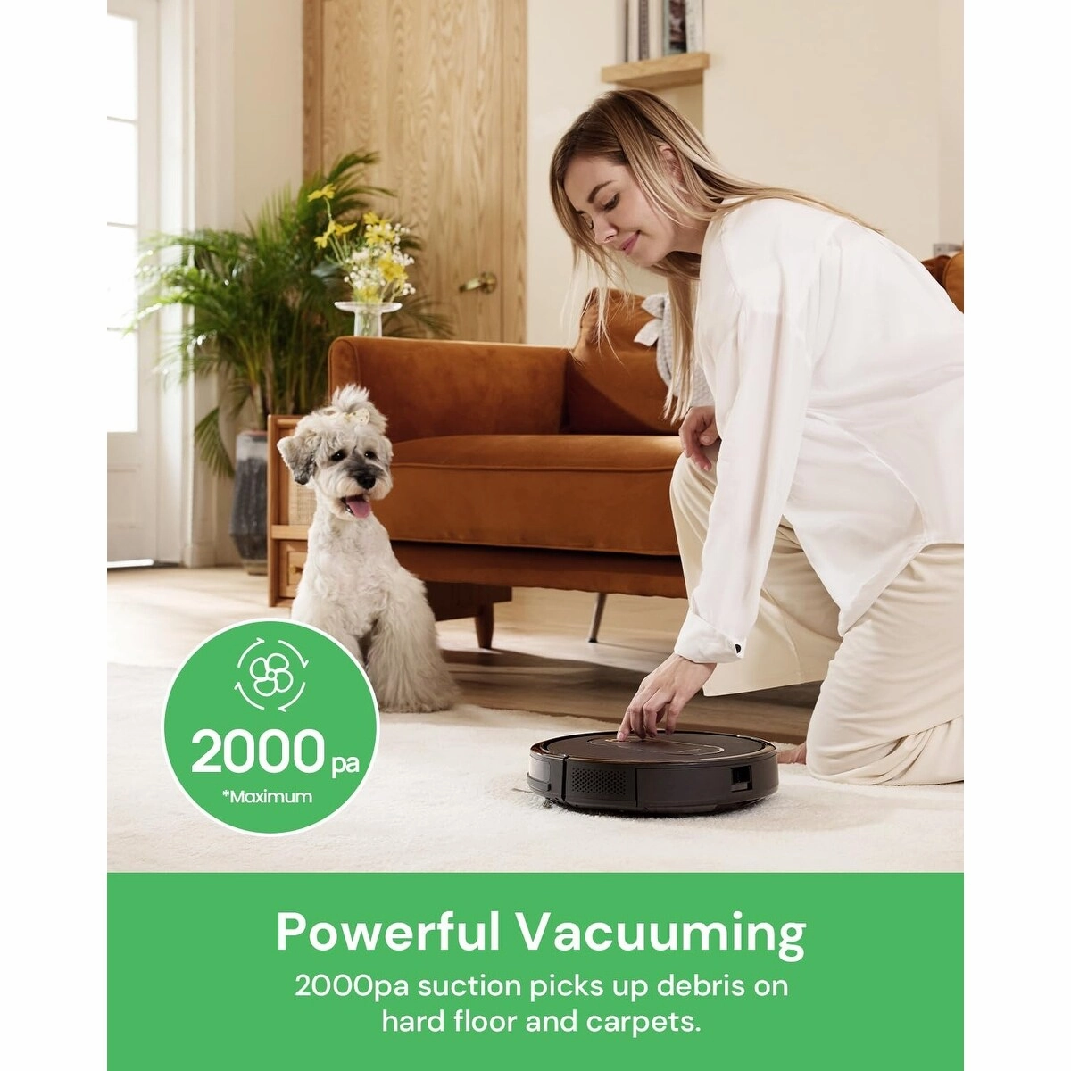 Robot Vacuum with 2000Pa Suction Power. 2.4GHz WiFi/App/Alexa/Siri Control. Self-Charging Robotic Vacuum Cleaner for Low Carpet
