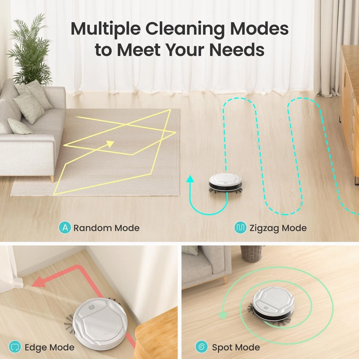 Robot Vacuums. 2200Pa Strong Suction. 120 Mins Runtime. Automatic Self-Charging. Slim. Quiet. Wi-Fi/App/Alexa/Remote Control
