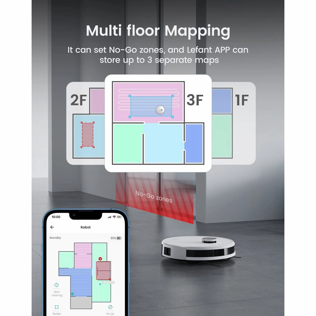 Robot Vacxuum and Mop. No-go Zone. WiFi/App/Alexa Control. Precise Mapping. 4000Pa Suction. 150 Min Runtime. Self-Charging