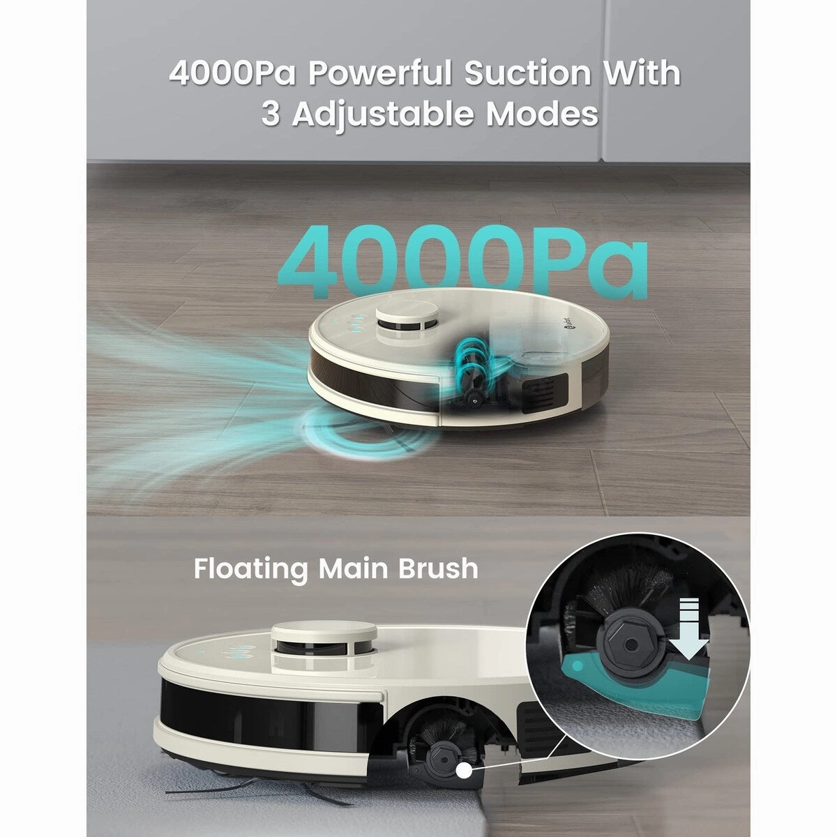 Robot Vacxuum and Mop. No-go Zone. WiFi/App/Alexa Control. Precise Mapping. 4000Pa Suction. 150 Min Runtime. Self-Charging
