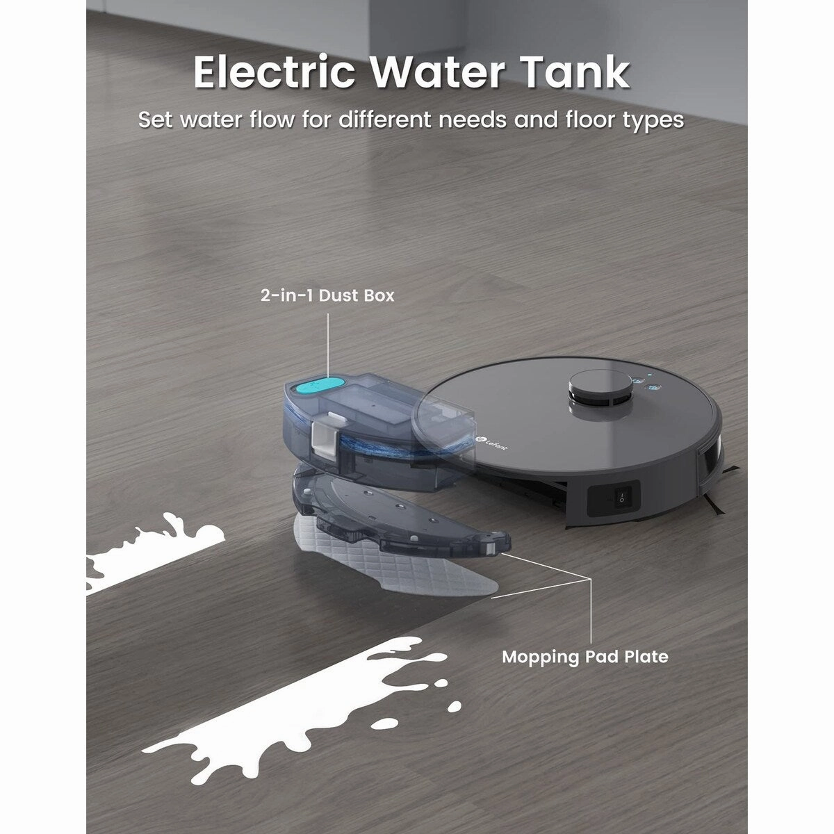 Robot Vacxuum and Mop. No-go Zone. WiFi/App/Alexa Control. Precise Mapping. 4000Pa Suction. 150 Min Runtime. Self-Charging