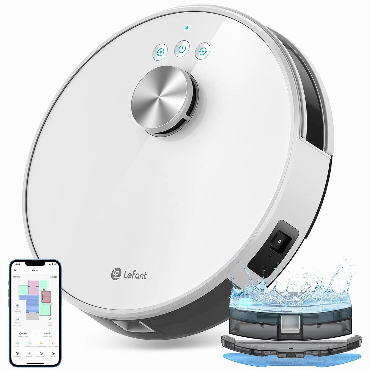 Robot Vacxuum and Mop. No-go Zone. WiFi/App/Alexa Control. Precise Mapping. 4000Pa Suction. 150 Min Runtime. Self-Charging