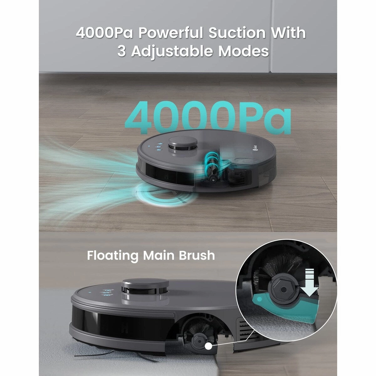 Robot Vacxuum and Mop. No-go Zone. WiFi/App/Alexa Control. Precise Mapping. 4000Pa Suction. 150 Min Runtime. Self-Charging
