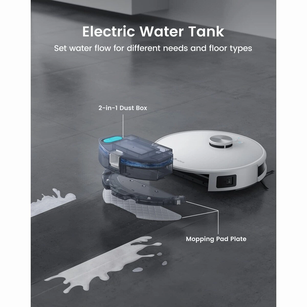 Robot Vacxuum and Mop. No-go Zone. WiFi/App/Alexa Control. Precise Mapping. 4000Pa Suction. 150 Min Runtime. Self-Charging