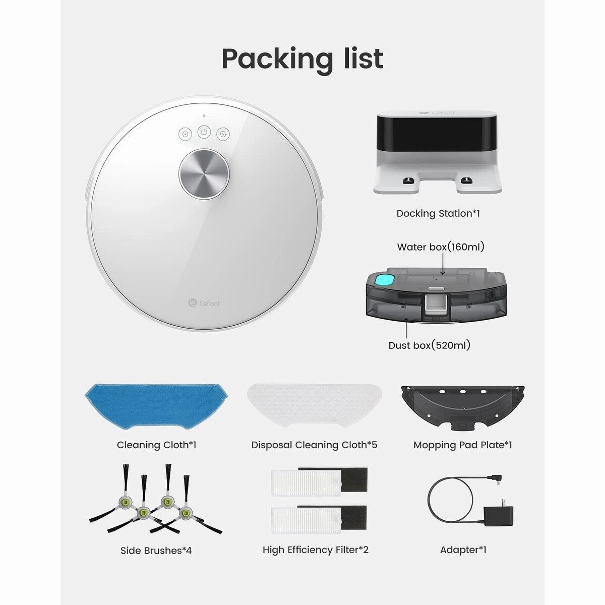 Robot Vacxuum and Mop. No-go Zone. WiFi/App/Alexa Control. Precise Mapping. 4000Pa Suction. 150 Min Runtime. Self-Charging