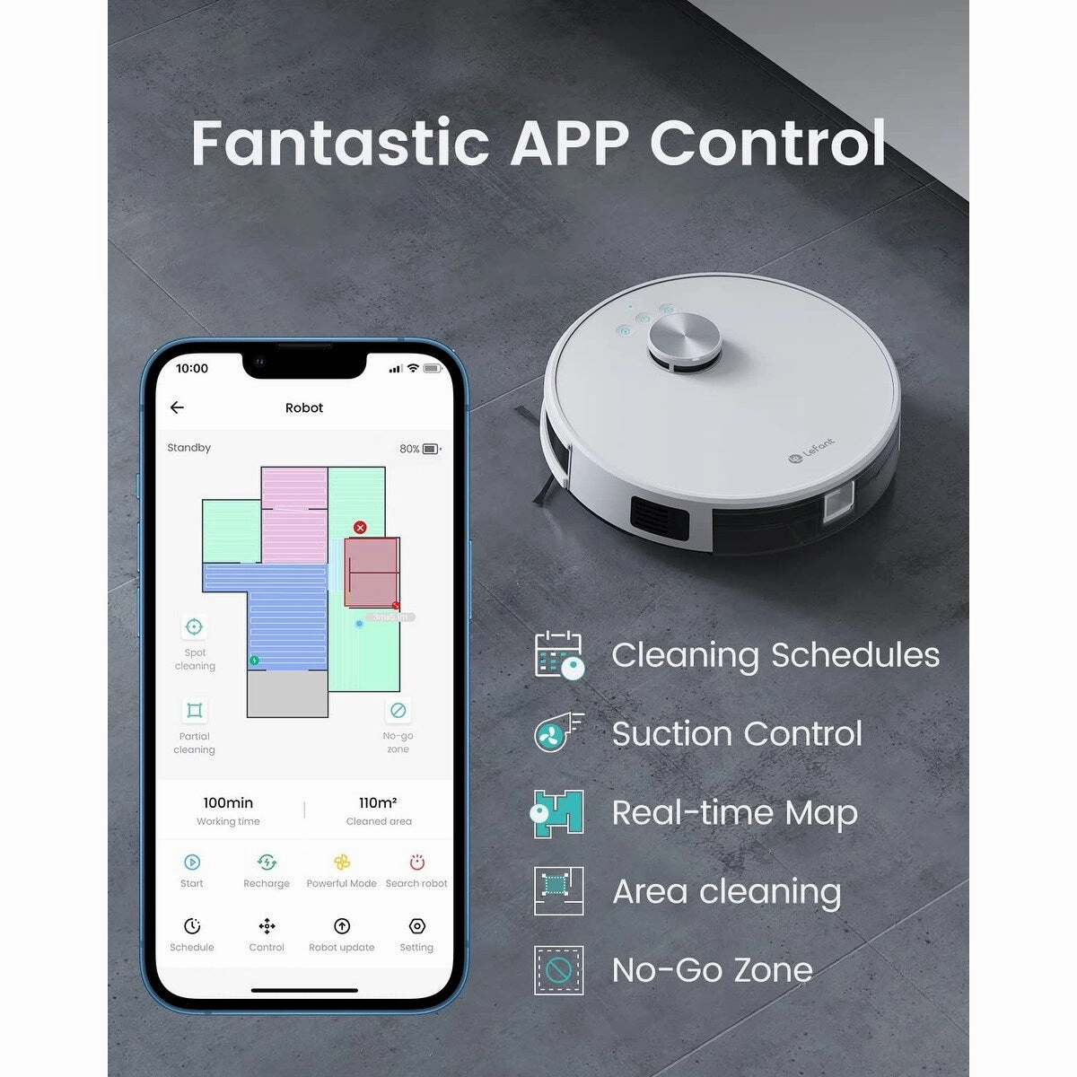 Robot Vacxuum and Mop. No-go Zone. WiFi/App/Alexa Control. Precise Mapping. 4000Pa Suction. 150 Min Runtime. Self-Charging