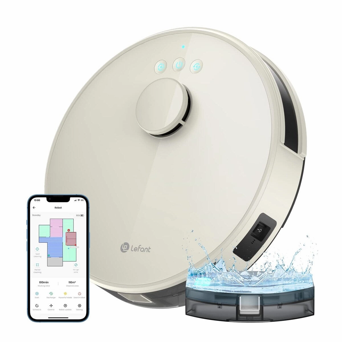 Robot Vacxuum and Mop. No-go Zone. WiFi/App/Alexa Control. Precise Mapping. 4000Pa Suction. 150 Min Runtime. Self-Charging