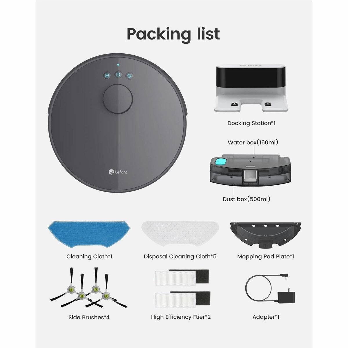 Robot Vacxuum and Mop. No-go Zone. WiFi/App/Alexa Control. Precise Mapping. 4000Pa Suction. 150 Min Runtime. Self-Charging