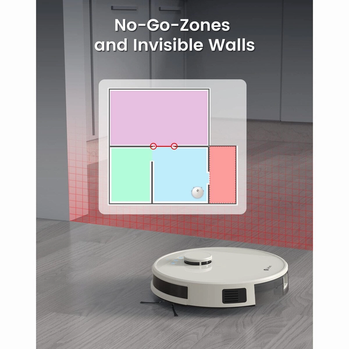 Robot Vacxuum and Mop. No-go Zone. WiFi/App/Alexa Control. Precise Mapping. 4000Pa Suction. 150 Min Runtime. Self-Charging