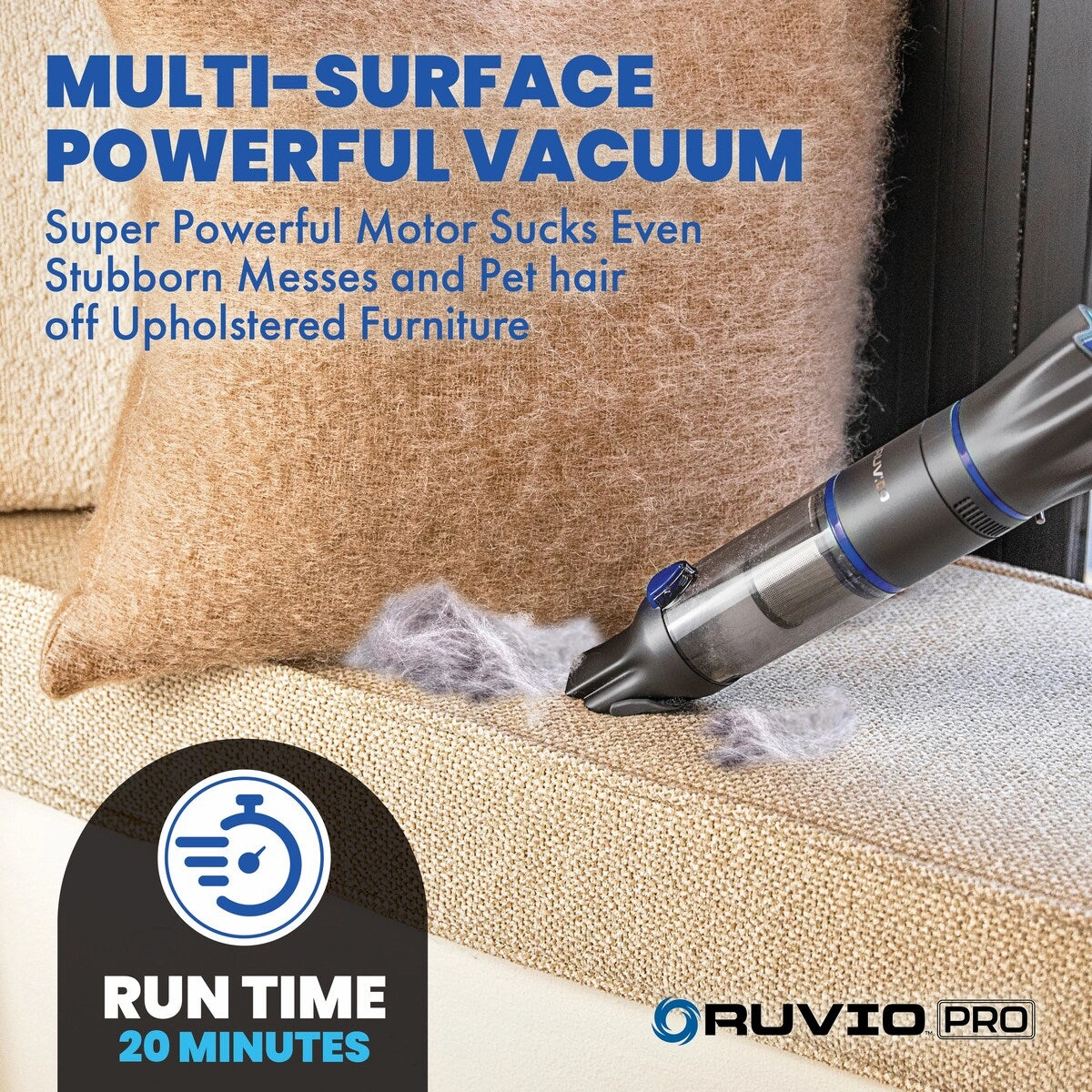 Ruvio Pro Cordless 17'' Rechargeable Hand Vacuum for Home and Car