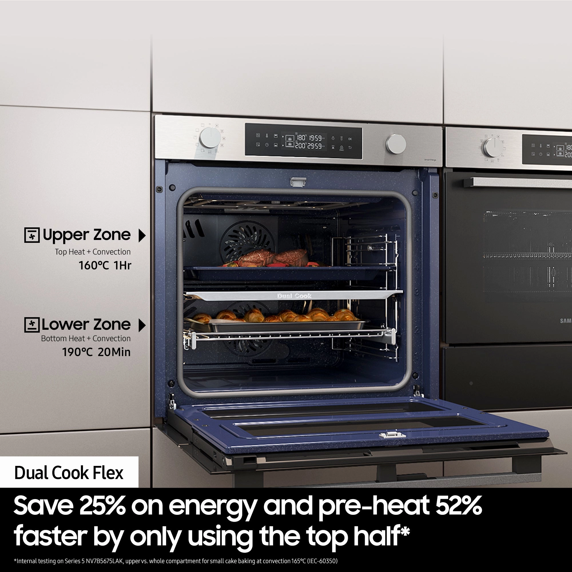 Samsung Series 4 76L Electric Smart Oven with Dual Cook - Black | NV7B4355VAK/U4