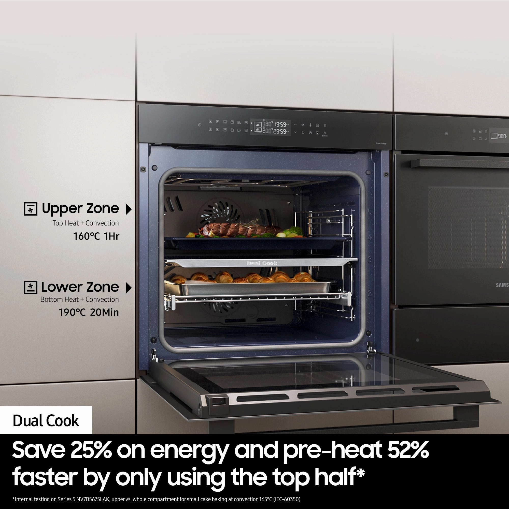 Samsung Series 5 76L Electric Smart Oven with Dual Cook Flex & Air Fry - Stainless Steel | NV7B5755SAS/U4