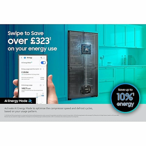 Samsung Series 6 SpaceMax Bespoke AI 640L Freestanding Fridge Freezer - Silver | RS70F64KETEU