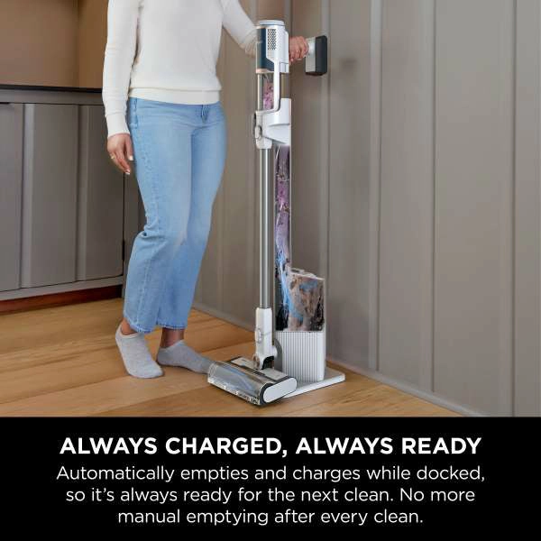 Shark Cordless Stick Vacuum Cleaner With Auto Empty System - White & Blue | BU3521UK