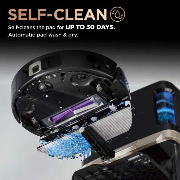 Shark PowerDetect NeverTouch Pro Robot Vacuum Cleaner & Mop with Self-Empty Station - Black | RV2800ZEUK
