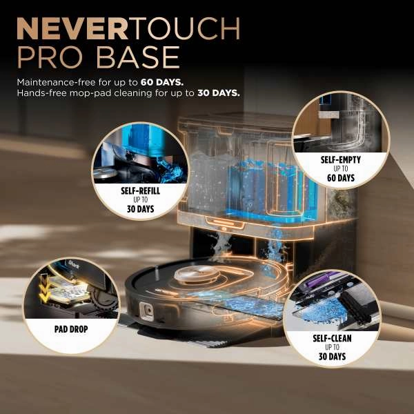 Shark PowerDetect NeverTouch Pro Robot Vacuum Cleaner & Mop with Self-Empty Station - Black | RV2800ZEUK