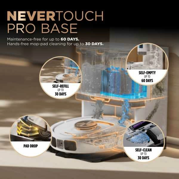Shark PowerDetect NeverTouch Pro Robot Vacuum Cleaner & Mop with Self-Empty Station - White | RV2800ZEUKWH