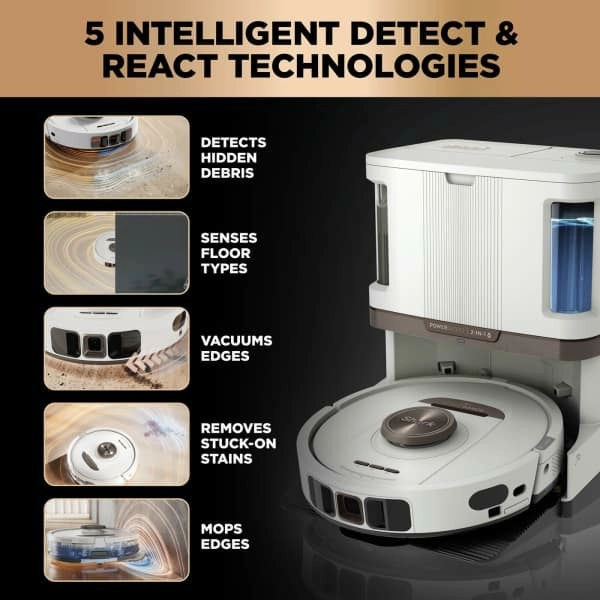 Shark PowerDetect NeverTouch Pro Robot Vacuum Cleaner & Mop with Self-Empty Station - White | RV2800ZEUKWH