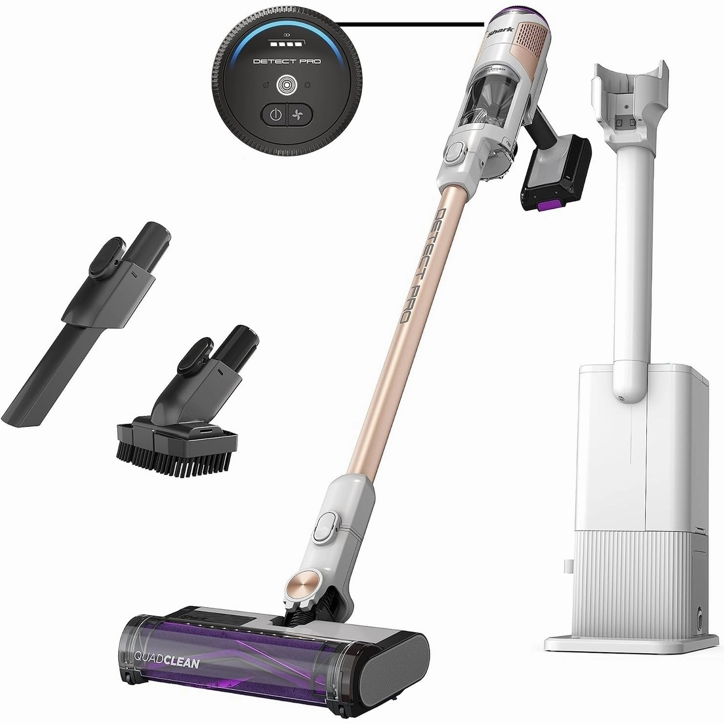Shark R-IW3511 DirtDetect Pro Cordless Stick Vacuum. White/Brass - Certified Refurbished