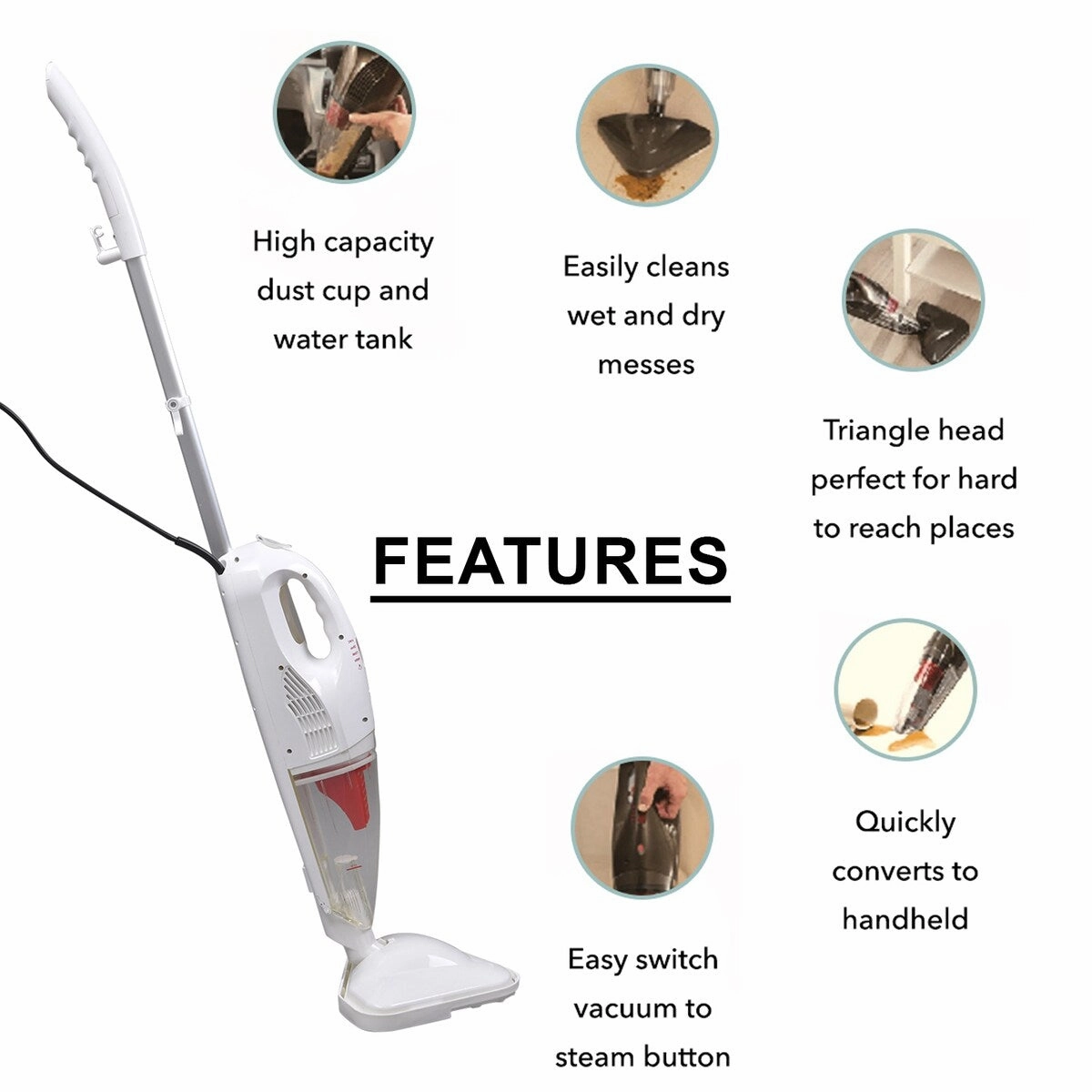 Shop lc Shop LC HOMESMART White Handheld Compact Wet Dry Vacuum Steam Cleaner - Medium