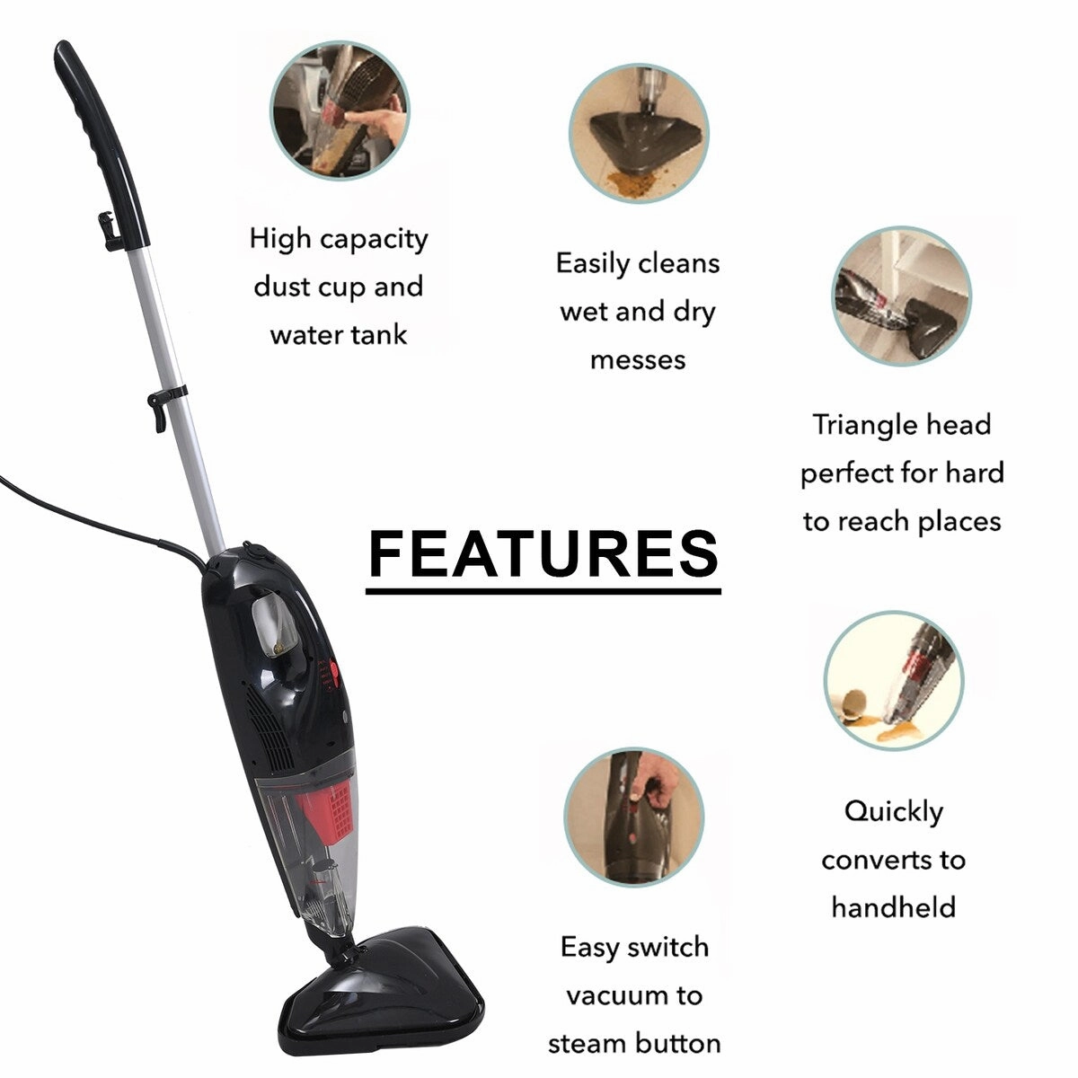 Shop lc Shop LC HOMESMART White Handheld Compact Wet Dry Vacuum Steam Cleaner - Medium