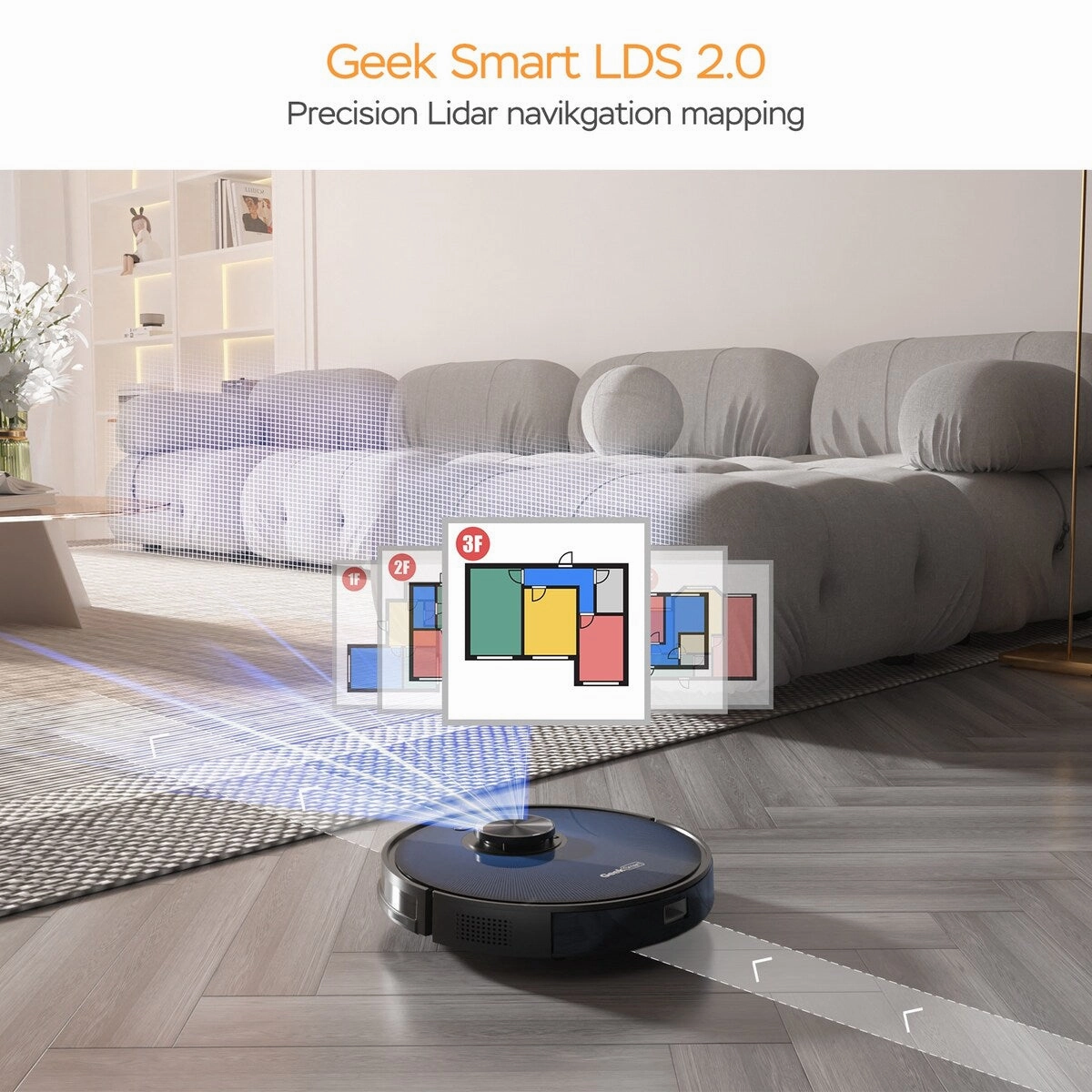 Smart L7 Robot Vacuum Cleaner. LDS Navigation. MAX 2700 PA Suction Robot Mop.Ideal for Pets and Home