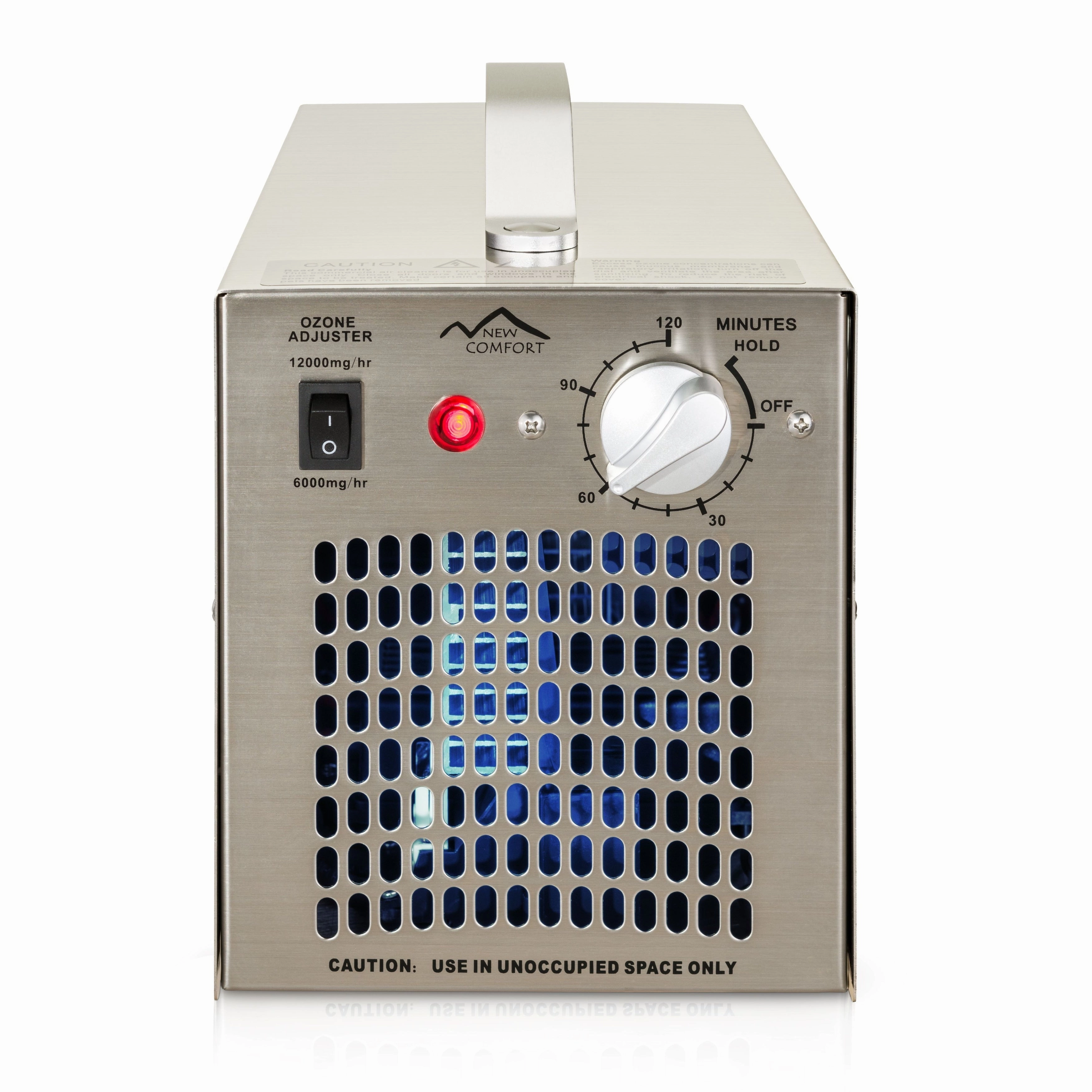 Stainless Steel Commercial Ozone Generator UV Air Purifier 6.000 to 12.000 mg/hr Industrial Stregnth - Silver