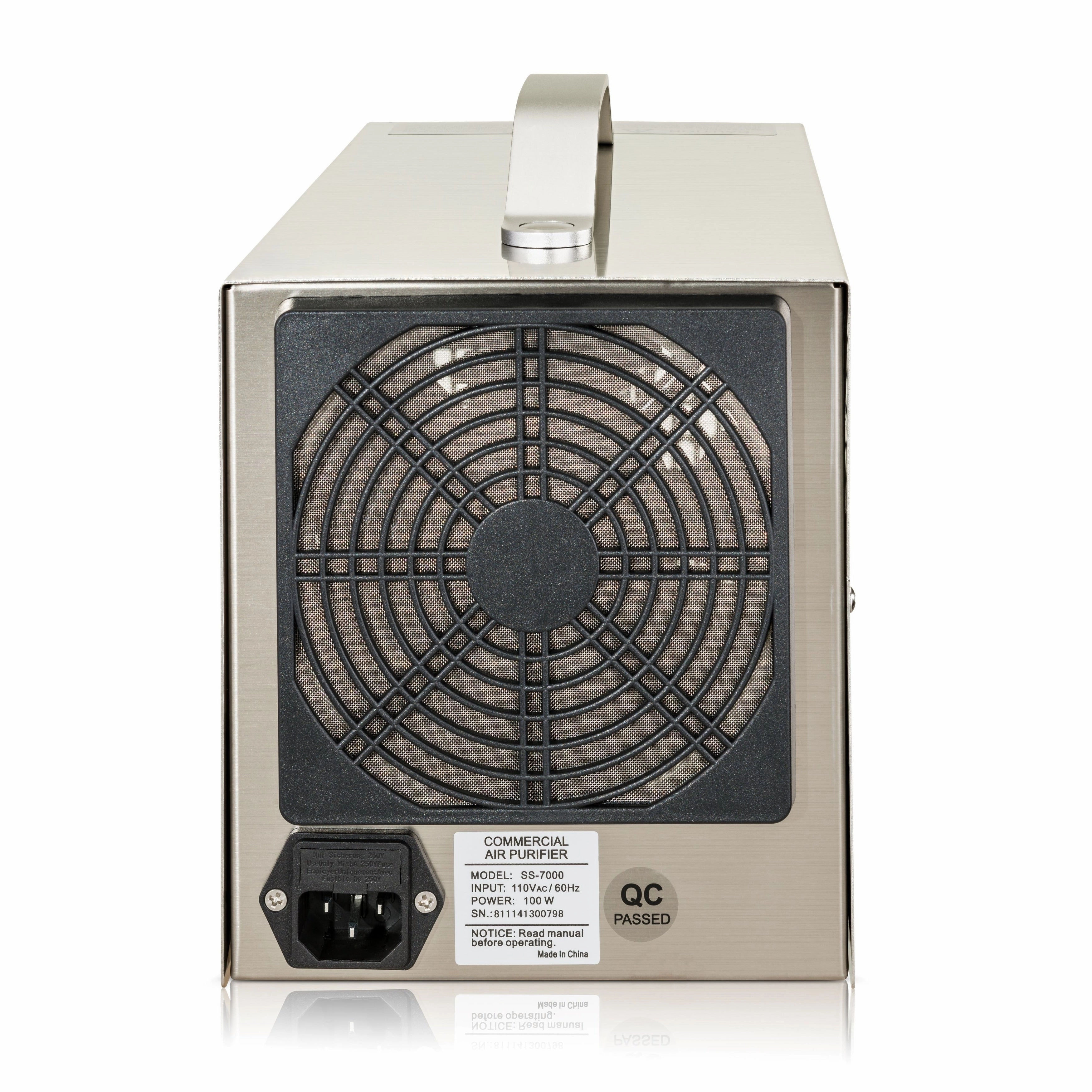 Stainless Steel Commercial Ozone Generator UV Air Purifier 6.000 to 12.000 mg/hr Industrial Stregnth - Silver