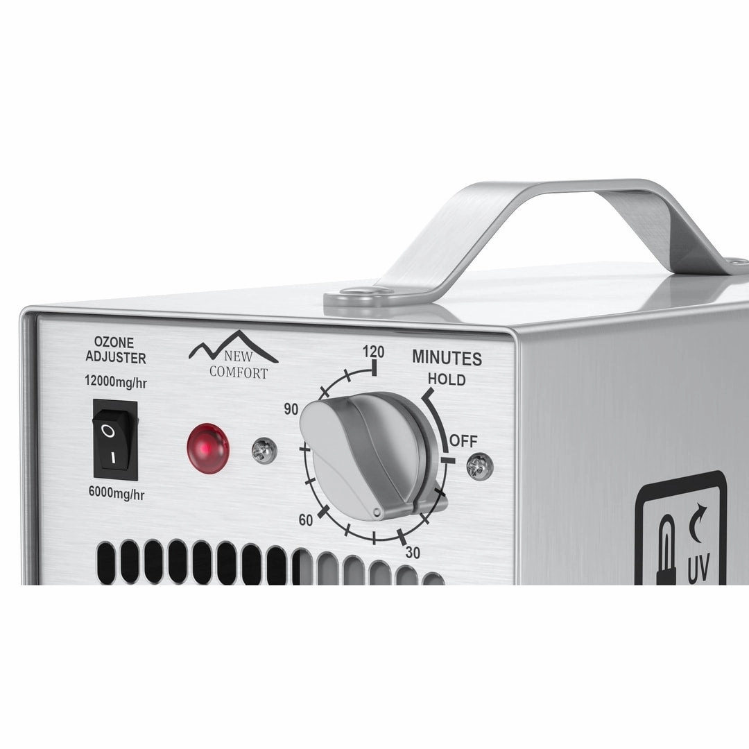 Stainless Steel Commercial Ozone Generator UV Air Purifier 6.000 to 12.000 mg/hr Industrial Stregnth - Silver