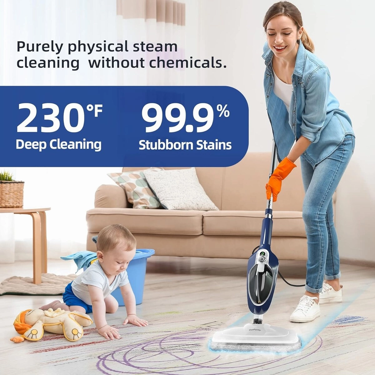 Steam Mop - 10-in-1 Floor Steamer Detachable MultiPurpose Handheld Steam Cleaner