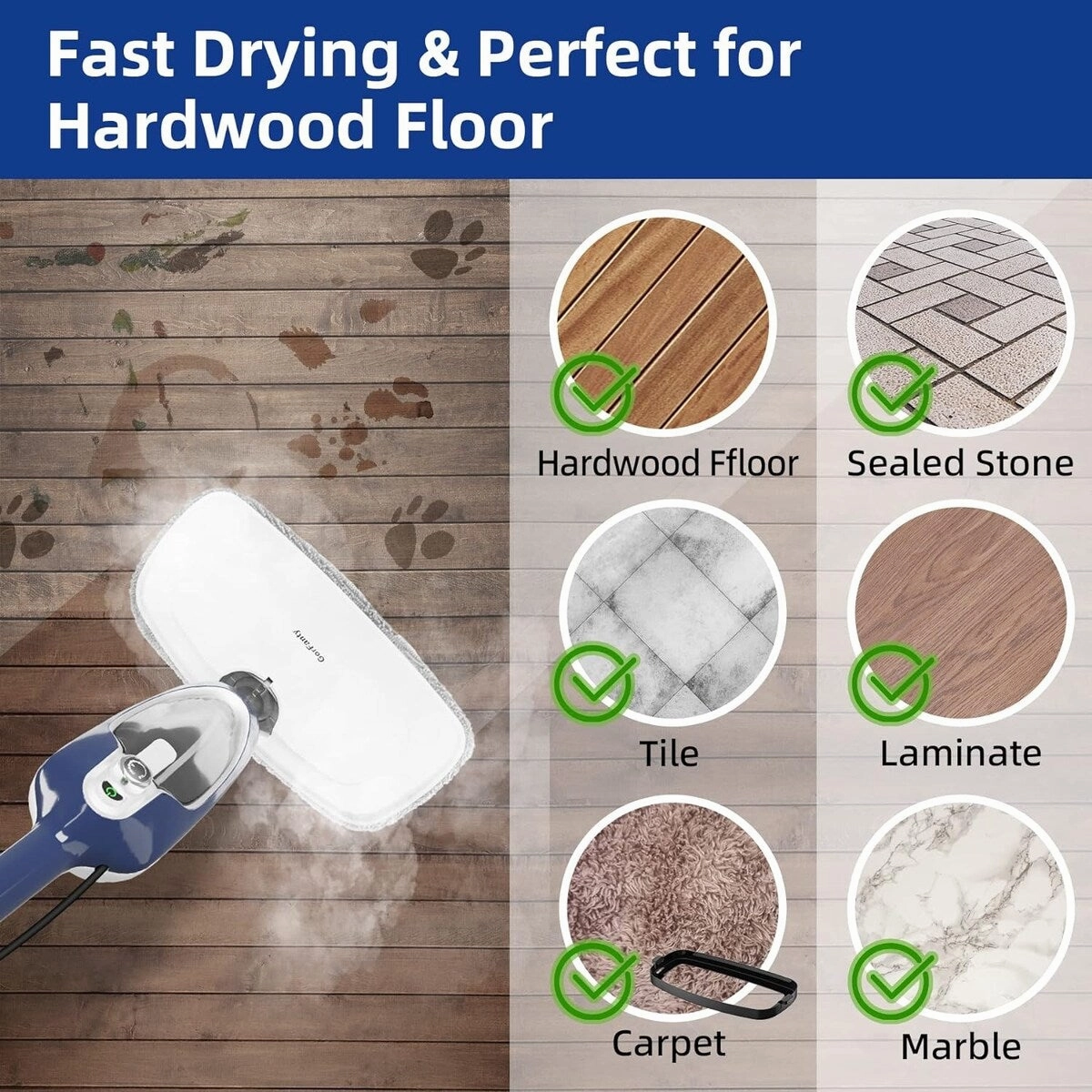 Steam Mop - 10-in-1 Floor Steamer Detachable MultiPurpose Handheld Steam Cleaner