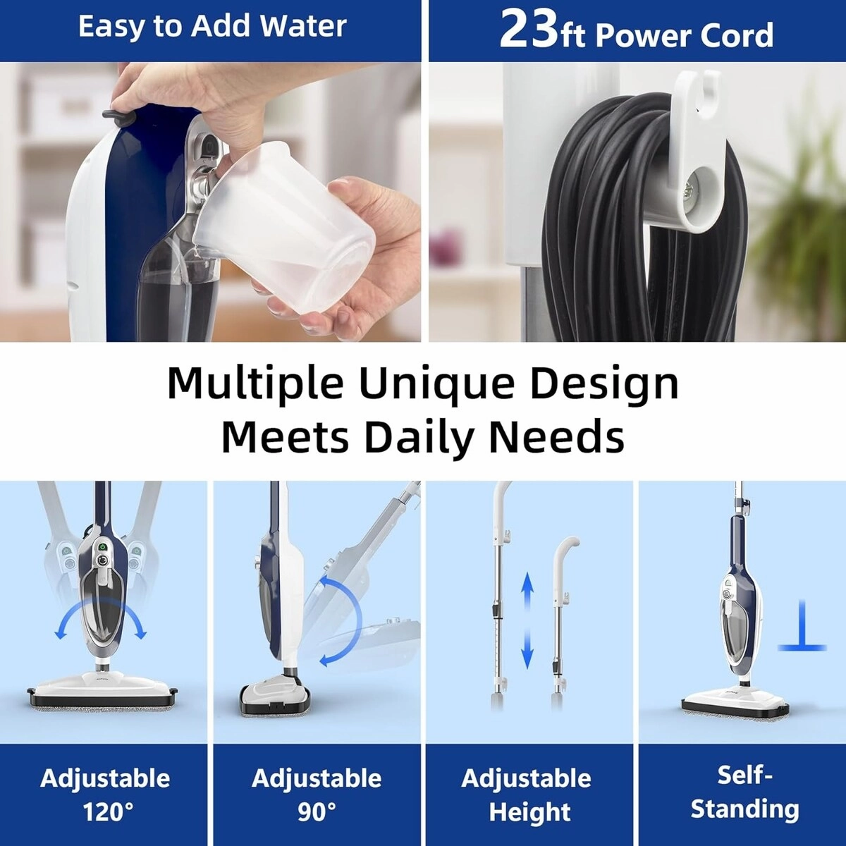 Steam Mop - 10-in-1 Floor Steamer Detachable MultiPurpose Handheld Steam Cleaner