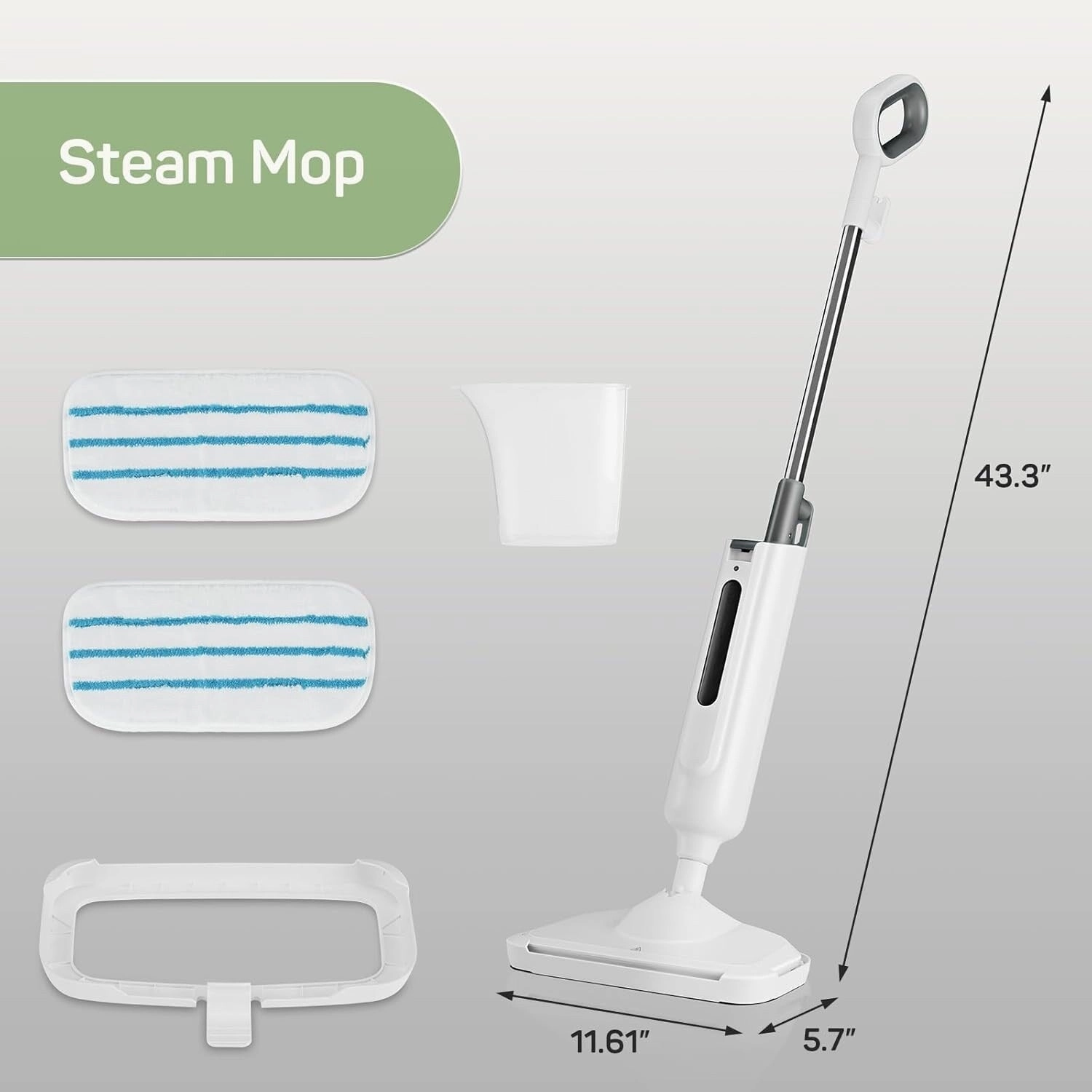 Steam Mop for Floor Cleaning. Lightweight Floor Steamer for Hardwood. Tile. Laminate. and Carpet. Includes 2 Washable Pads