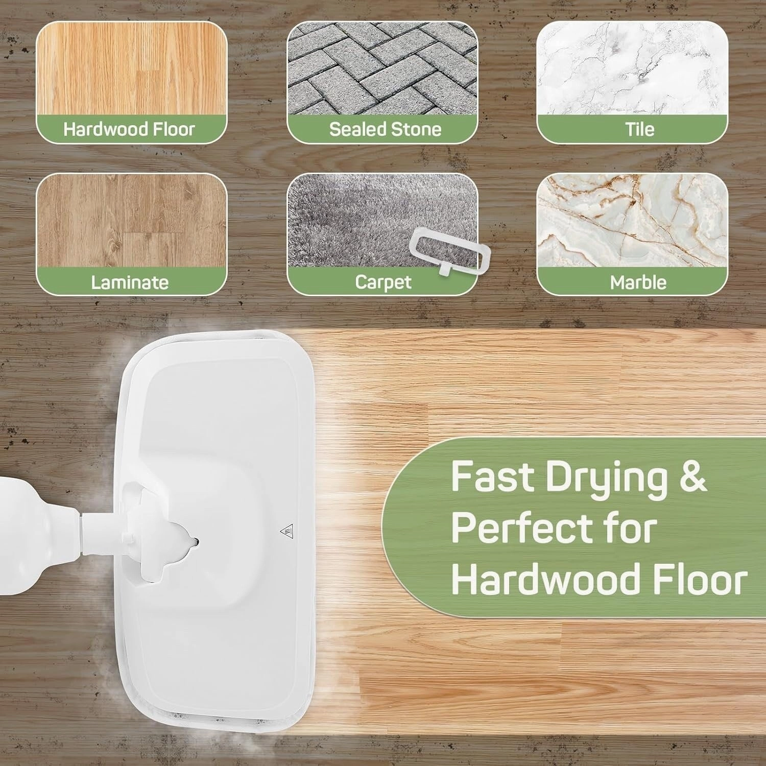 Steam Mop for Floor Cleaning. Lightweight Floor Steamer for Hardwood. Tile. Laminate. and Carpet. Includes 2 Washable Pads