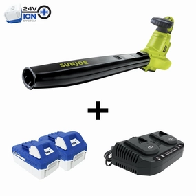 Sun Joe 24V-X2-BVM190-RM 48-Volt iON  Cordless Leaf Blower Vacuum Mulcher Kit | 190-MPH | 340-CFM (Certified Refurbished) - S