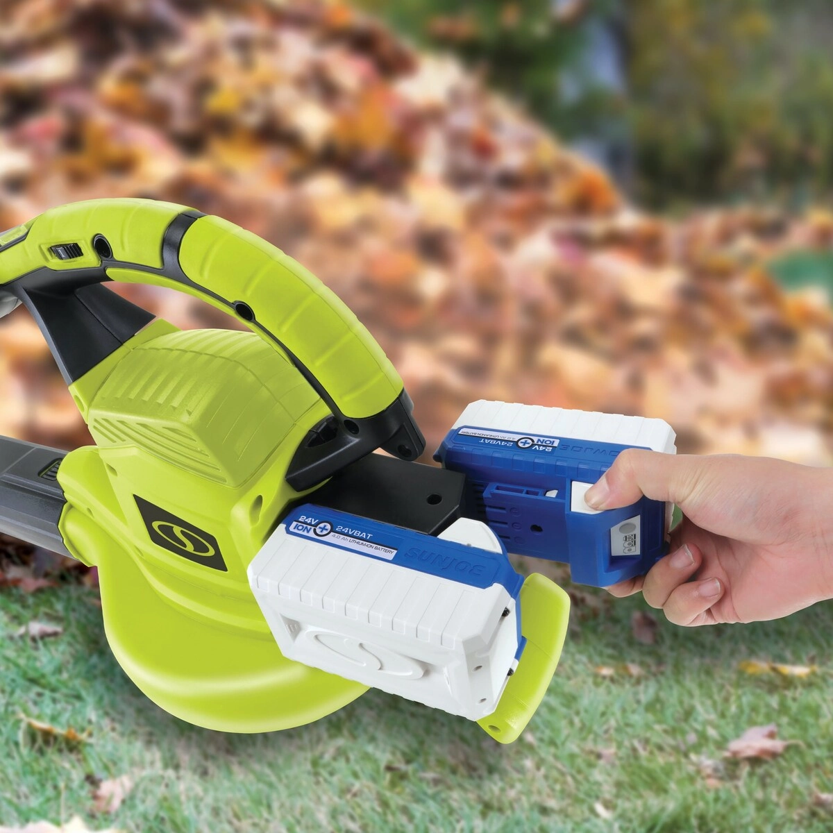 Sun Joe 24V-X2-BVM190-RM 48-Volt iON  Cordless Leaf Blower Vacuum Mulcher Kit | 190-MPH | 340-CFM (Certified Refurbished) - S