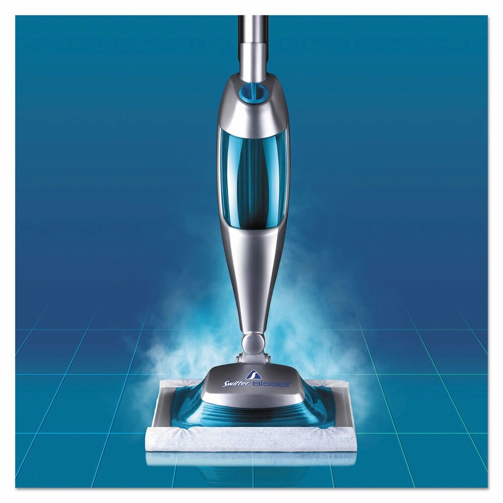 Swiffer Bissell SteamBoost Mop 10 inches Wide Head 48 inches Handle Blue 2/Carton