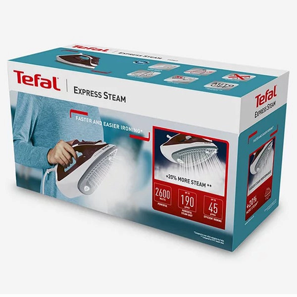 Tefal Express 2600W Steam Iron - White & Ruby Red | FV2869G0