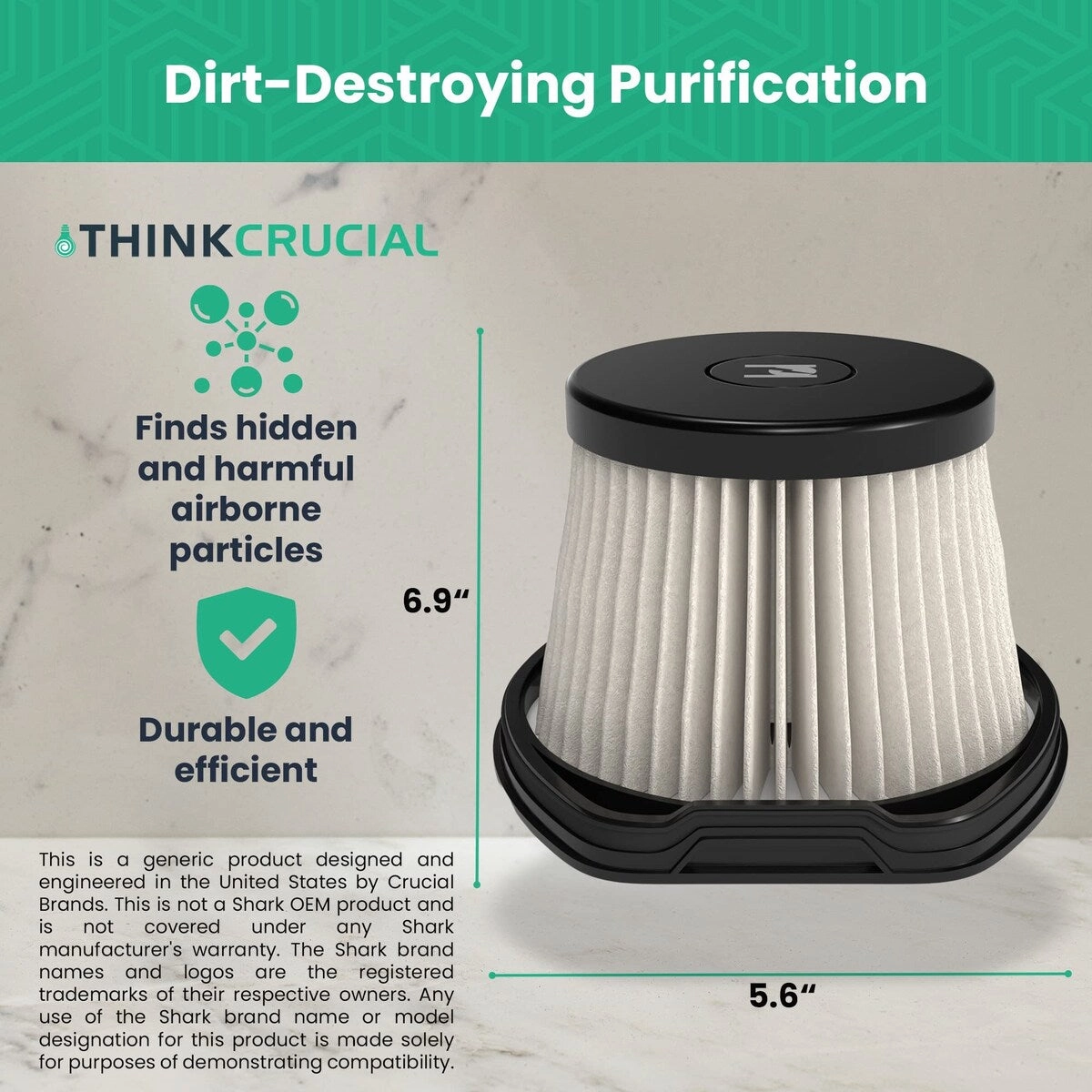 Think Crucial Replacement Filter Compatible with Shark Wandvac Part XFFWV360