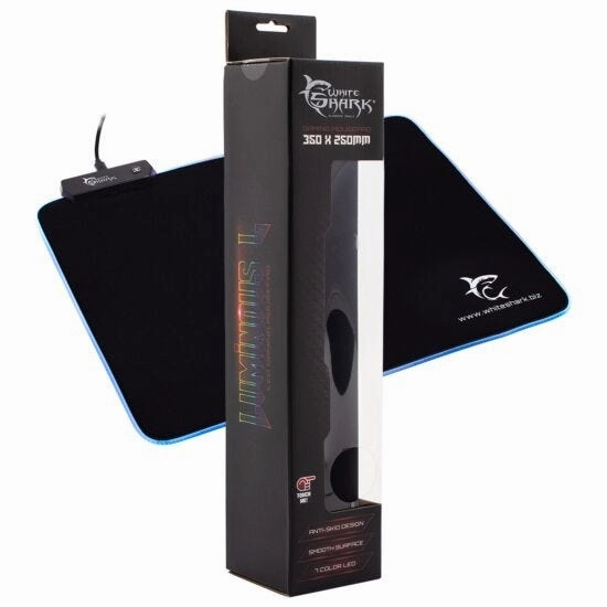 White Shark Luminous Gaming Mouse Pad with LED Illuminated Edges - Black | LUMINOUS -350X250