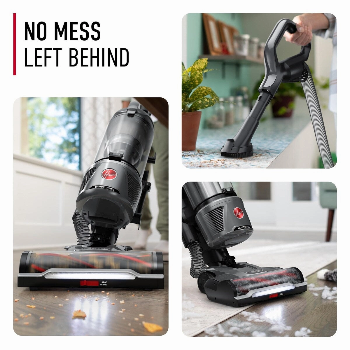 WindTunnel Tangle Guard Upright Vacuum. Bagless Cleaner. HEPA Media Filtration. For Carpet and Hard Floor. Gray