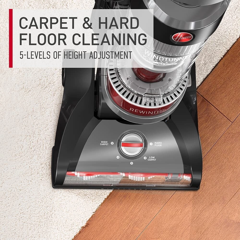 WindTunnel Whole House Rewind Corded Bagless Upright Vacuum Cleaner. For Carpet and Hard Floors. Black. 17.8 lbs
