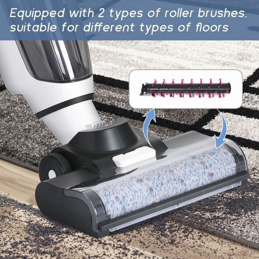 Wireless Wet and Dry Vacuum Cleaner. 3-in-1 Floor Cleaner with Two Tank System. 5000 mAh. Self-Cleaning System. LED