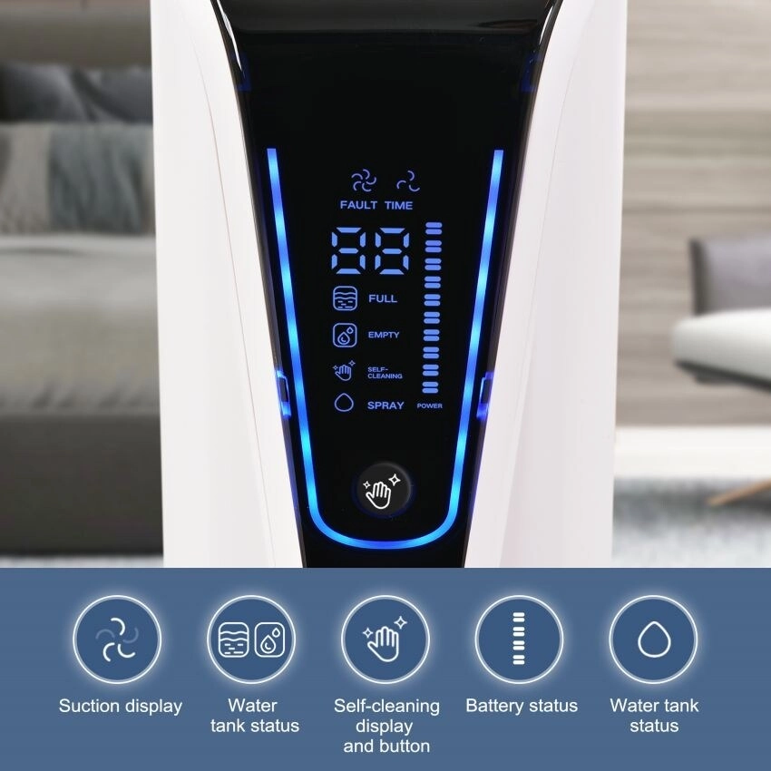 Wireless Wet and Dry Vacuum Cleaner. 3-in-1 Floor Cleaner with Two Tank System. 5000 mAh. Self-Cleaning System. LED