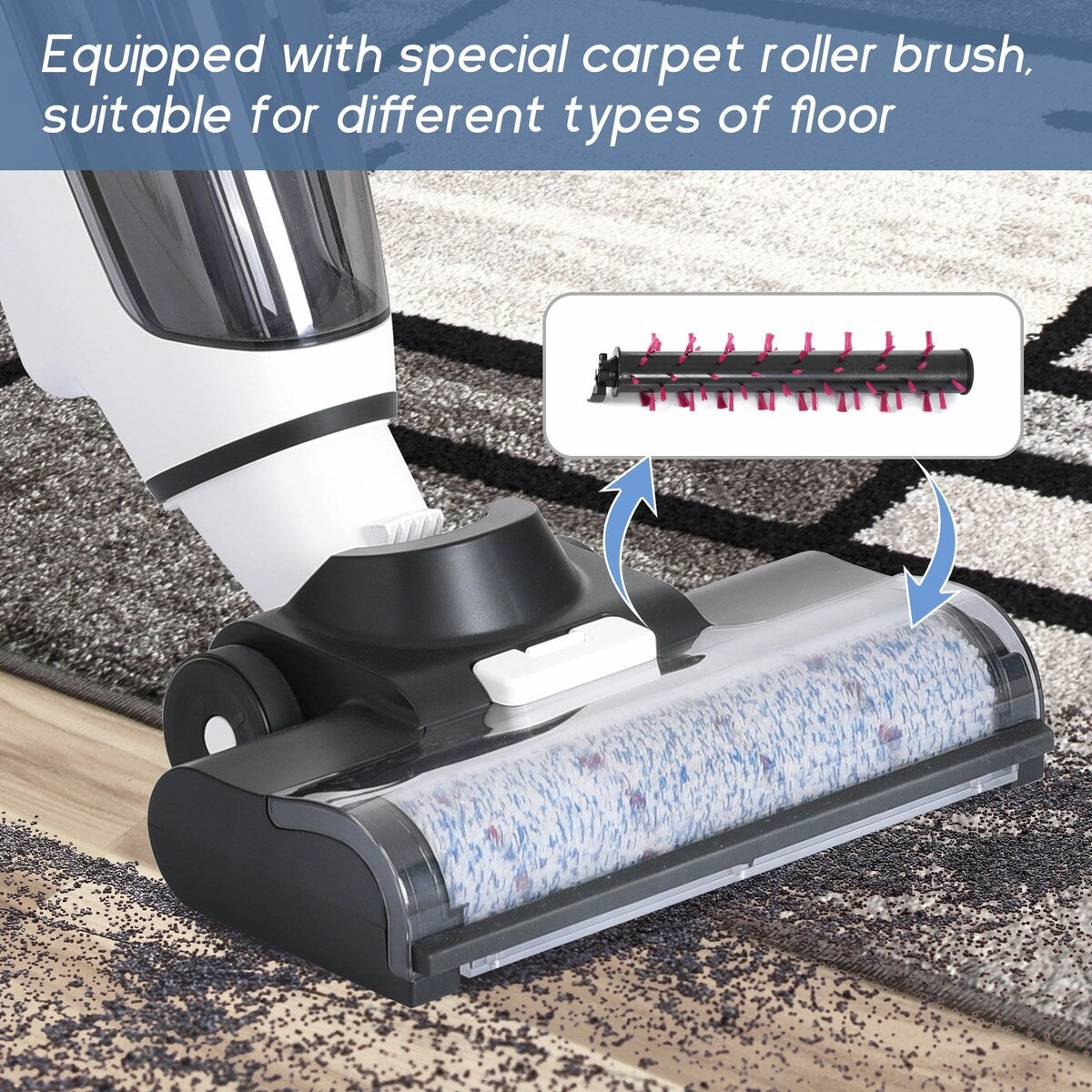 Wireless Wet and Dry Vacuum Cleaner. 3-in-1 Floor Cleaner with Two Tank System .5000mAh .40  Minutes Battery Life